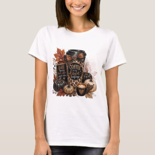 T-shirt Bonjour Amateur de Café d'Automne Citrouille Autom