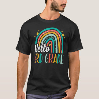 T-shirt Bonjour Arc-en-ciel de 3e année pour les enseignan