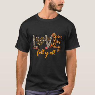 T-shirt Bonjour Automne Amour Citrouille Automne Tout Leop