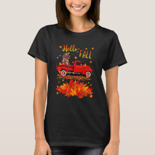 T-shirt Bonjour Automne Basset Hound Leaf Automne Red Truc