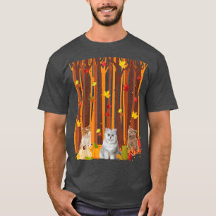 T-shirt Bonjour Automne Chat Maple Leaf Automne Citrouille