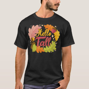 T-shirt Bonjour Automne Chute Automne Feuilles Jote Foli B