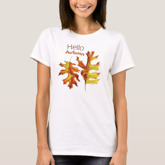 T-shirt Bonjour Automne Feuilles Beau Amoureux Nature