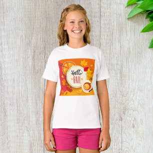 T-shirt Bonjour automne Feuilles d'automne et Citrouille t
