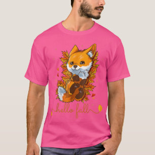 T-shirt Bonjour Automne Feuilles Red Forest Foes Baby Than