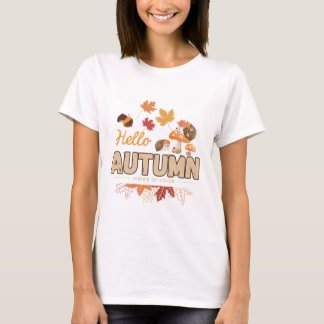 T-shirt Bonjour Automne – Hérisson Mignon & Design D'auto
