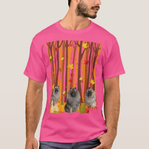 T-shirt Bonjour Automne Keeshonts Maple Leaf Citrouille Ho