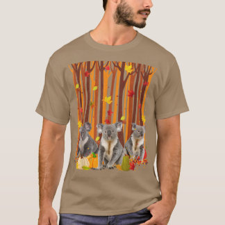 T-shirt Bonjour Automne Koala Maple Leaf Automne Citrouill