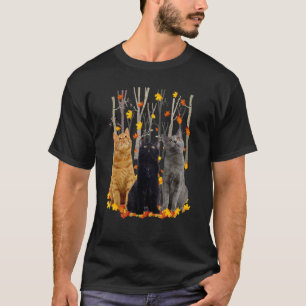 T-shirt Bonjour Automne Maple Cats Leaf Fall Heart Cat