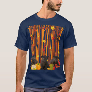 T-shirt Bonjour Automne Panther Maple Leaf Automne Citroui