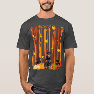 T-shirt Bonjour Automne Rottweiler Maple Leaf Automne Citr
