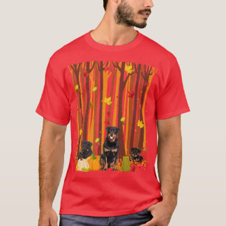 T-shirt Bonjour Automne Rottweiler Maple Leaf Automne Citr