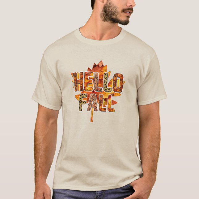 T-shirt Bonjour automne sur Maple Leaf (Devant)