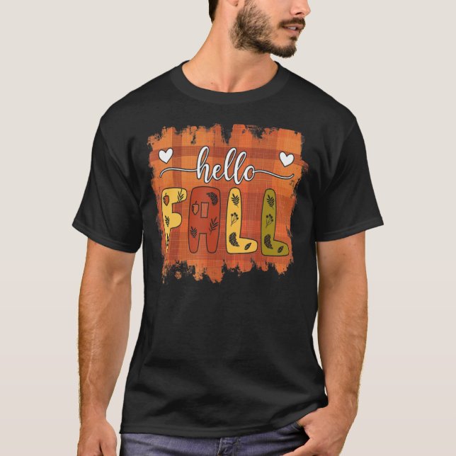 T-shirt Bonjour Automne Vibes Automne mignonne Automne Pla (Devant)