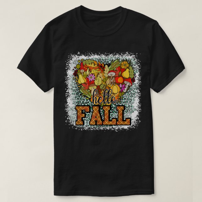 T-shirt Bonjour Automne Y'all Coeur Citrouille Automne Tha (Design devant)