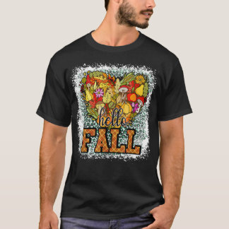 T-shirt Bonjour Automne Y'all Coeur Citrouille Automne Tha