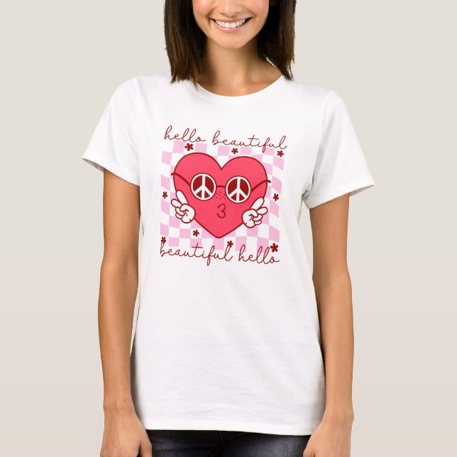 T-shirt Bonjour belle | Cute et coeur (Devant)