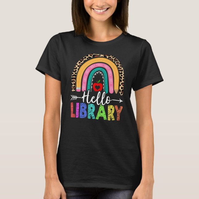 T-shirt Bonjour Bibliothèque Professeur Rainbow Leopard Re (Devant)