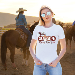 T-shirt Bonjour Bonne Année 2024 Cowboy