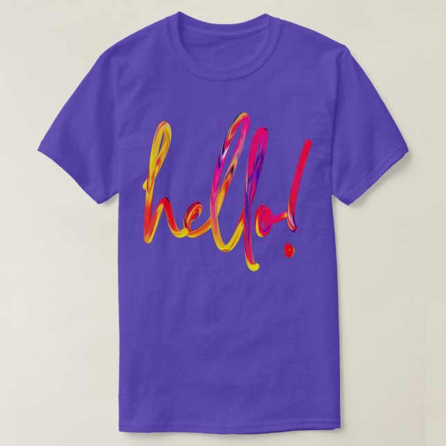 T-shirt Bonjour brosse version arc-en-ciel (Design devant)