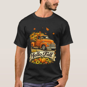 T-shirt Bonjour camion de citrouilles vintage d'automne