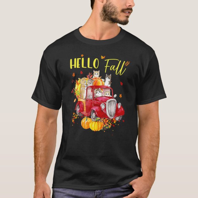 T-shirt Bonjour Chat Chat Chat Chat Chat Kitties Hanksgivi (Devant)