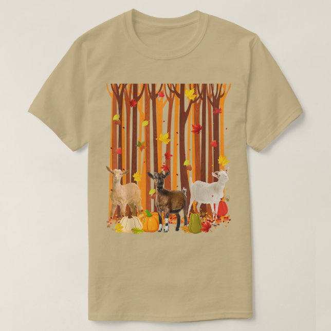 T-shirt Bonjour Chèvre d'automne Maple Leaf Citrouille d'a (Design devant)