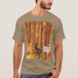 T-shirt Bonjour Chèvre d'automne Maple Leaf Citrouille d'a