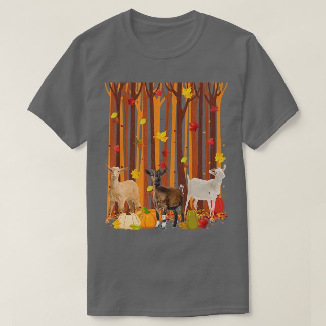 T-shirt Bonjour Chèvre d'automne Maple Leaf Citrouille d'a (Design devant)