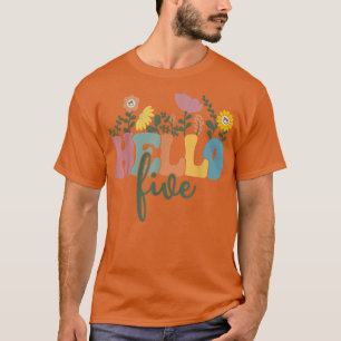 T-shirt Bonjour Cinq Fleurs Je Suis 5 Ans Joyeux Anniversa