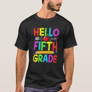 T-shirt Bonjour Cinquième Année Retour À L'École Premier J