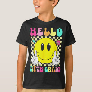 T-shirt Bonjour cinquième année sourire rétro visage retou