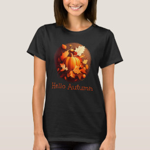 T-shirt Bonjour Citrouille avec Feuilles pour les amateurs