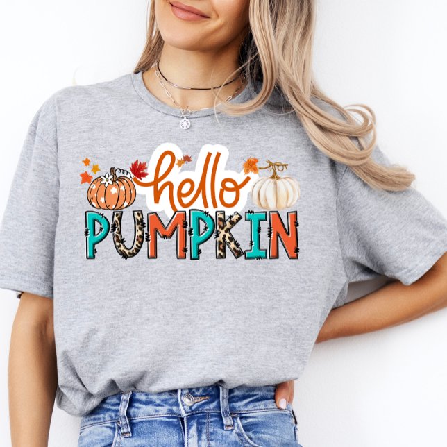 T-shirt Bonjour Citrouille Chemise Halloween Automne Tee F (Créateur téléchargé)