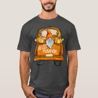 T-shirt Bonjour Citrouille Gnome Citrouille Camion Vibes d