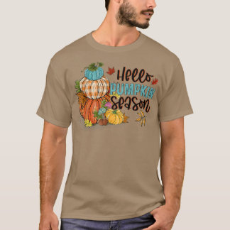 T-shirt Bonjour Citrouille saisons Citrouille coloré Happy
