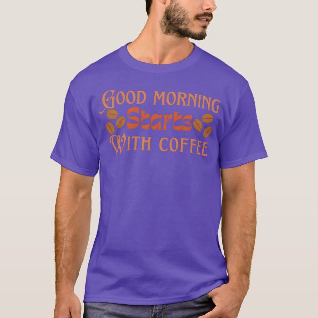 T-shirt Bonjour commence avec du café vintage (Devant)