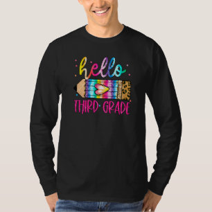 T-shirt Bonjour crayon tie-dye léopard troisième année Ta