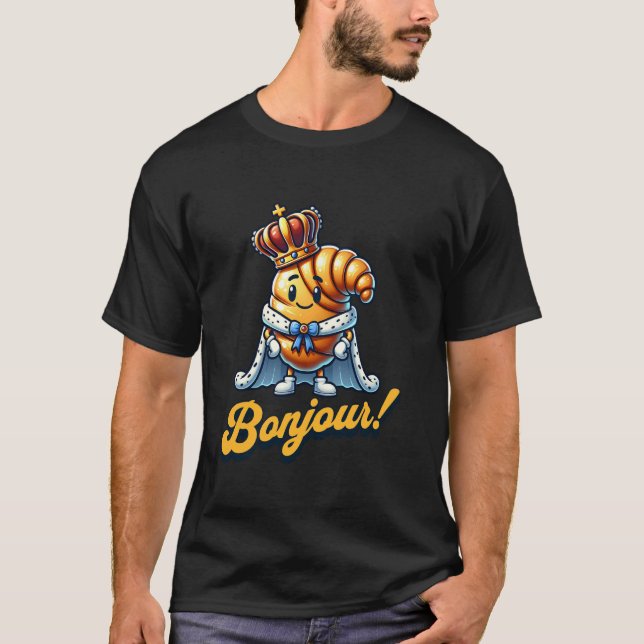 T-shirt Bonjour Croissant Français Pâtisserie Petit déjeun (Devant)
