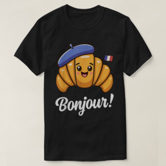 T-shirt Bonjour Cute French Croissant Shirt