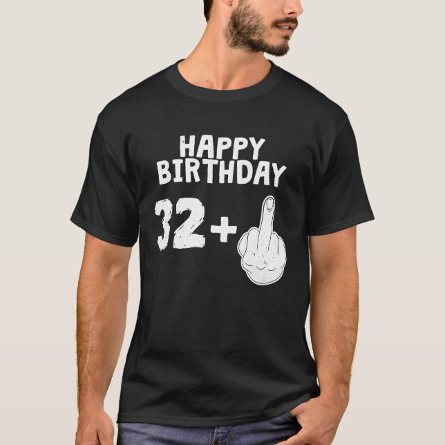 T-shirt BONJOUR D'ANNIVERSAIRE + doigt d'honneur T Cool 33 (Devant)