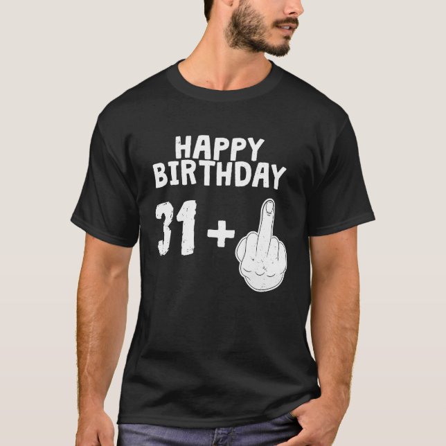 T-shirt BONJOUR D'ANNIVERSAIRE + Doigt Moyen T Cool 32ème  (Devant)