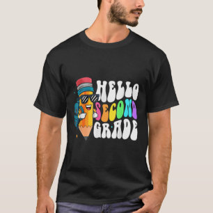 T-shirt Bonjour Deuxième Année Amusement Crayon Retour À L