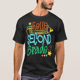 T-shirt Bonjour Deuxième Année Heureux Premier Jour De L'É