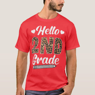 T-shirt Bonjour Deuxième Année Retour À L'École Leopard En
