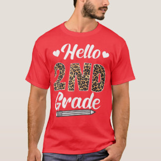 T-shirt Bonjour Deuxième Année Retour À L'École Leopard En