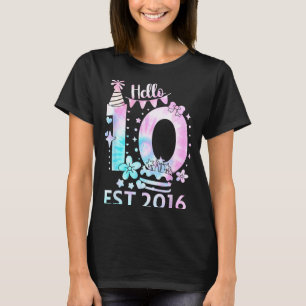 T-shirt Bonjour dix 2016 mignon 10ème anniversaire tie dye