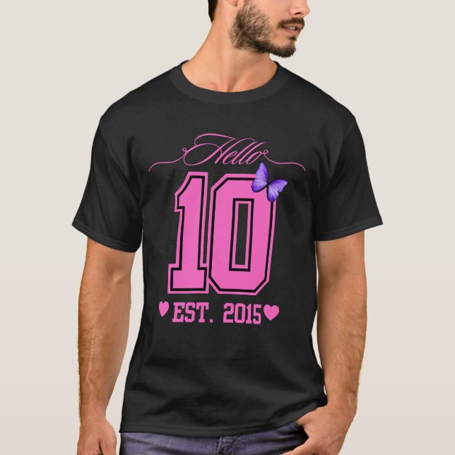 T-shirt Bonjour Dix Chiffres Cute Coquette 10e anniversair (Devant)
