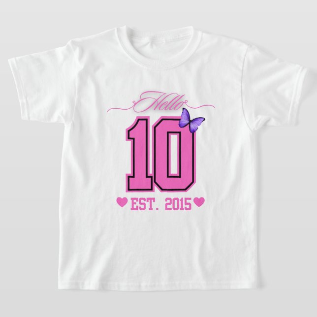 T-shirt Bonjour Dix Chiffres Cute Coquette 10e anniversair (Poser)