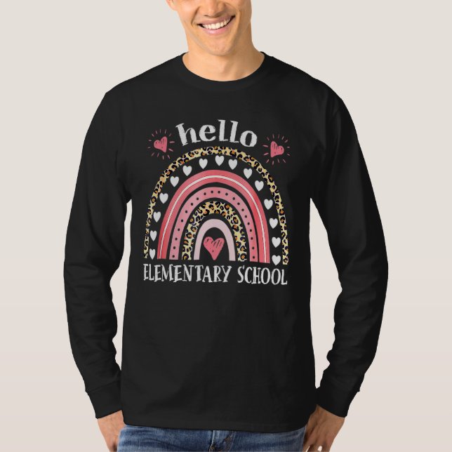 T-shirt Bonjour école élémentaire Leopard arc-en-ciel ense (Devant)